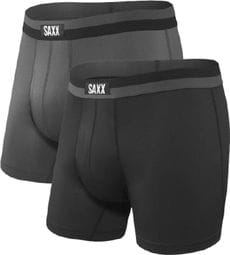 Doppelpack Saxx Sport Mesh Brief Fly Boxershorts Schwarz Grau