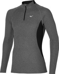 Maillot Manches Longues 1/2 zip Mizuno Breath Thermo Wool Gris / Noir 