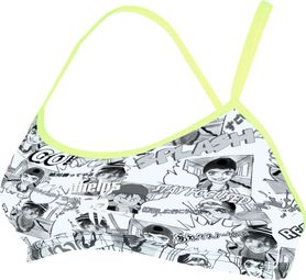 Michael Phelps Manga Racing Back / Black / Yellow Top de traje de baño de 2 piezas para mujer