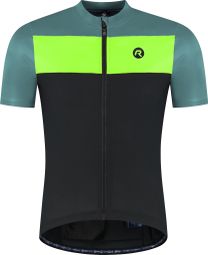 Maillot Manches Courtes Vélo Rogelli Core Block Noir/Turquoise/Jaune Homme