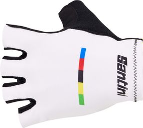 Santini Unisex Korte Handschoenen UCI Wereldkampioenschappen Wit