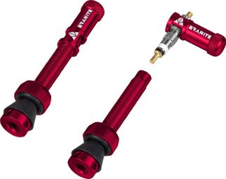 Paire de Valves Tubeless Granite Design Juicy Nipple 45 mm avec Bouchons Démonte-Obus Rouge