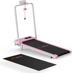 Tapis de course Fitness T7 avec poignées pliable compact Rose avec tapis