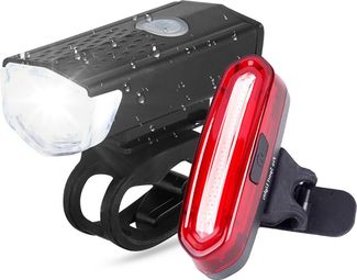 Kit d'éclairage vélo USB rechargeable 300 et 120 Lumen LED