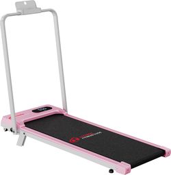 Tapis de course Fitness T7 avec poignées pliable compact Rose