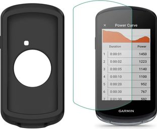 Ecran de protection en verre trempé et Housse de protection silicone pour Garmin Edge 1040/1040 Solar