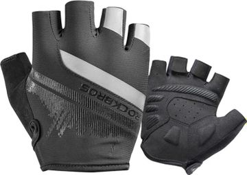 Paire de gants de vélo demi-doigts avec bandes réfléchissantes noir