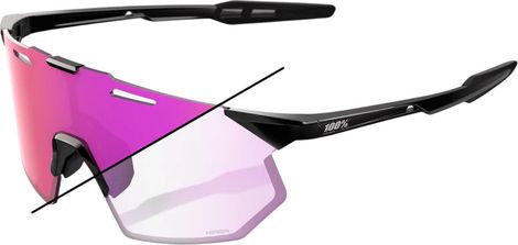 100% Hypercraft SQ Gloss Black Glasses / Purple Mirror Photochromic Lenses