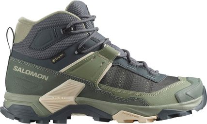 Salomon X Ultra 5 Mid GTX Khaki/Rose Outdoor Laarzen voor dames