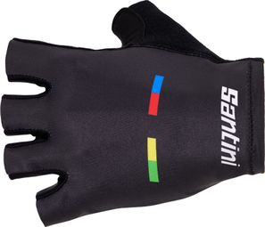 Santini Unisex Korte Handschoenen UCI Wereldkampioenschappen Zwart