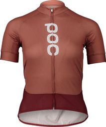 Women's Poc Essential Road Logo Short Sleeve Jersey Brown/Red