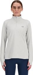 Haut 1/4 zip New Balance Sport Essentials Space Dye Gris Femme