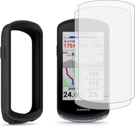 Lot de 2 écrans de protection en verre trempé et housse de protection en silicone pour Garmin edge 1040/1040 Solar