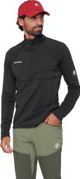 Sudadera polar Mammut Taiss con media cremallera, negra, para hombre