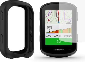 Ecran de protection en verre trempé et Housse de protection silicone pour Garmin Edge 540