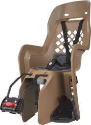 Porte bebe-siege enfant arriere Polisport a fixer sur cadre joy marron coussin gris (9 a 22kgs) homologue en 14344