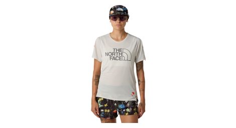 Maillot manches courtes femme the north face summit high trail flora alpina blanc