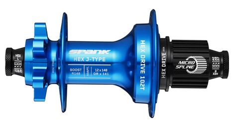 Moyeu arriere spank hex j type e plus 102t boost 12x148 32 trous bleu