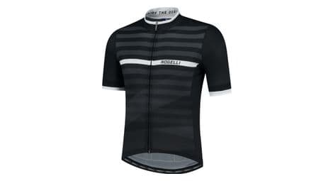 Maillot manches courtes rogelli stripe homme noir/blanc