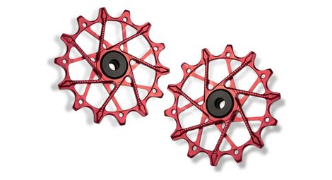 Paire de galets de dérailleur garbaruk pour shimano 12v rouge