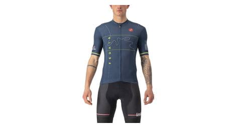 Maillot manches courtes castelli giro marmolada bleu