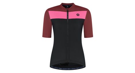 Maillot manches courtes vélo rogelli core block noir/bordeaux/rose femme