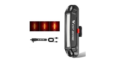 Feu arrière de vélo LED lumineux USB, lampe d'avertissement de cyclisme - T1