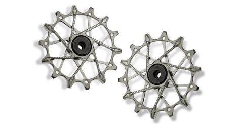 Paire de galets de dérailleur garbaruk pour shimano 12v argent