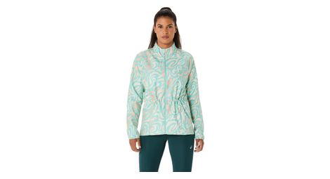 Veste coupe-vent asics road lite-show packable vert/multicolore femme