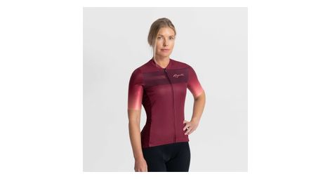 Maillot manches courtes velo rogelli dawn - femme - bourgogne/corail