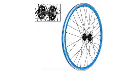 Roue avant velox 700c fixie bleu alu 30mm