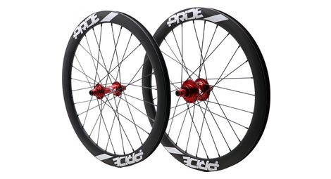 Par de ruedas pride gravity/controlud matt carbon disc wheels 28h red hub