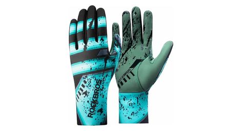 Paire de gants de vélo d'hiver plein doigt thermiques chauds bleu