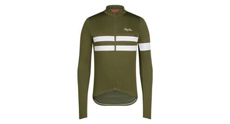 Maillot manches longues rapha brevet khaki/blanc