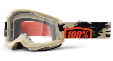 100% strata 2 mask | black brown goggle kombat | clear lenses