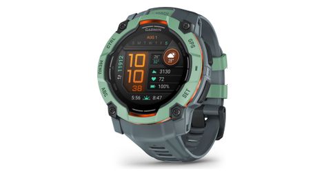 Montre GPS Garmin Instinct 3 AMOLED - 50 mm Vert Neotropic avec Bracelet en Silicone Bleu Twilight
