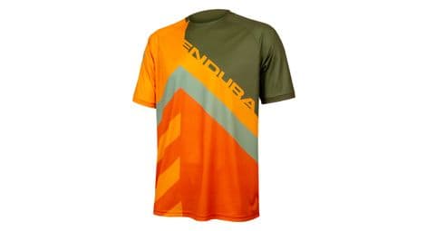 Camiseta estampada endura singletrack ltd verde oliva / naranja