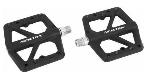 Pedale vtt descente - bmx noir fibre axe alu filetage 9-16 avec picots interchangeables (paire)