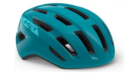 Casco met miles turquesa brillante