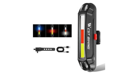 Feu arrière de vélo LED lumineux USB, lampe d'avertissement de cyclisme - T3