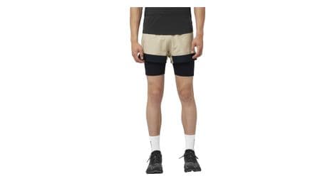 Short 2-en-1 salomon cross beige noir homme