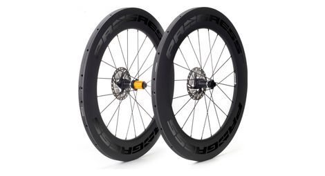 Paire de roues progress space disc boyau noir | 12x100/12x142 mm | center lock | campagnolo n3w