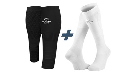 Pack Performance Elite BV Sport Compressie-armbanden + Herstelsokken Zwart/Wit