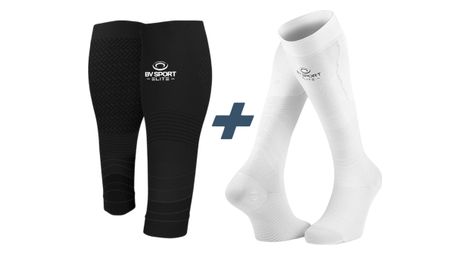 Pack Performance Elite BV Sport: manguitos de compresión + calcetines de recuperación, negro/blanco