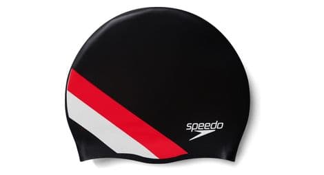Speedo reversible moulded silicone swim cap black red