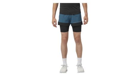 Short 2-en-1 salomon cross bleu noir homme