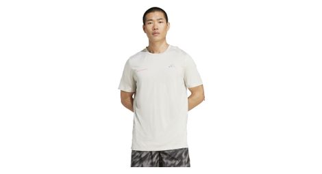 Maillot de manga corta adidas performance own the run melange blanco, hombre