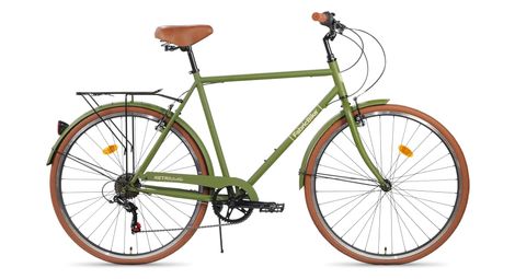 FabricBike Southken - Vélo de Ville 28 , Classique, Panier, Selle Confort, 7 vitesses. Olive