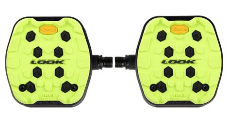 Paar look trail grip flat pedals lime green