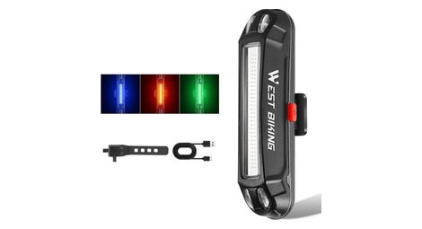 Feu arrière de vélo LED lumineux USB, lampe d'avertissement de cyclisme - T2